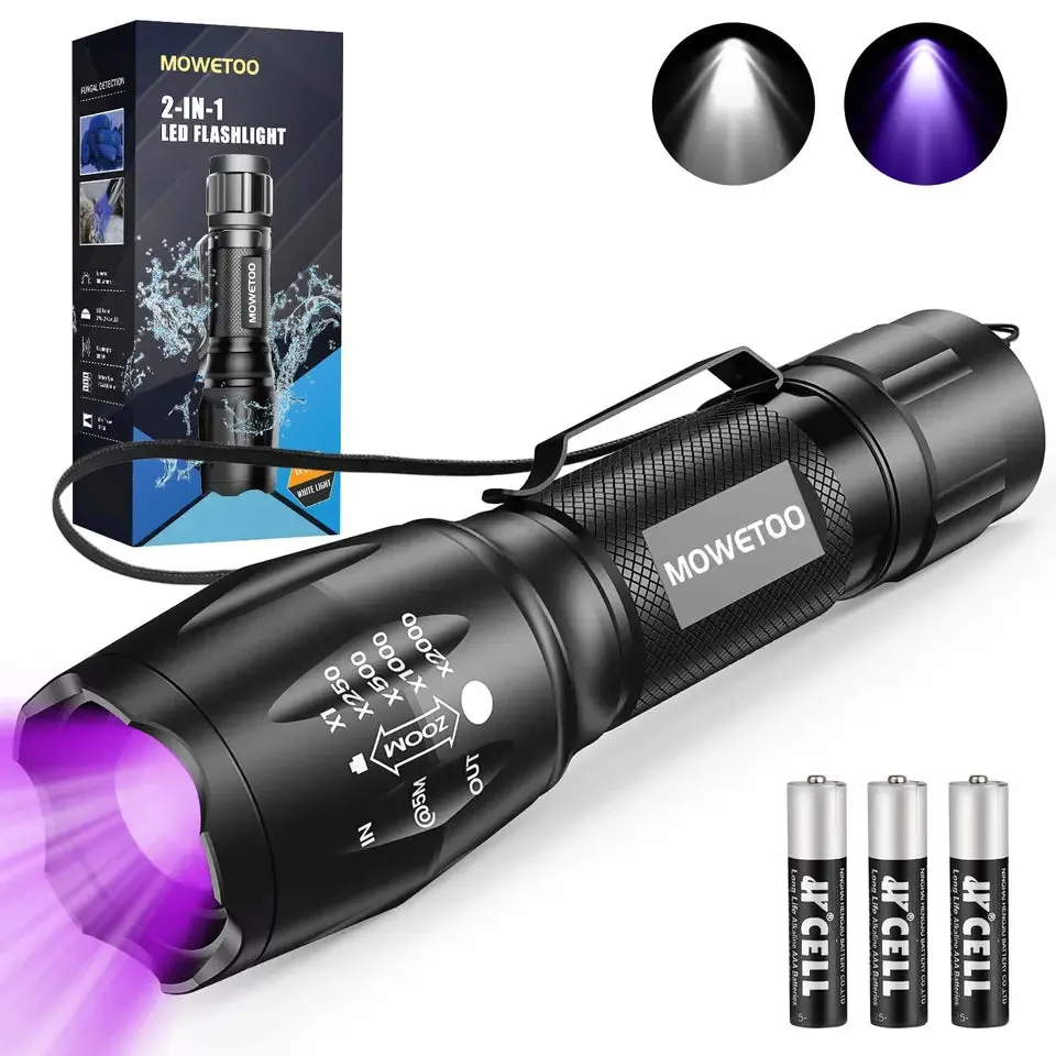 Torch, UV Lamp 2 in 1 UV Lamp Light LED Torch, 395 nm Ultraviolet Torch 4 Modes