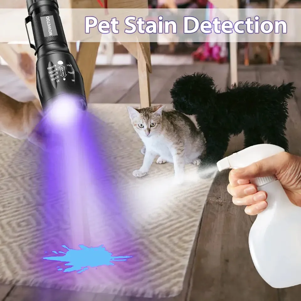 Torch, UV Lamp 2 in 1 UV Lamp Light LED Torch, 395 nm Ultraviolet Torch 4 Modes