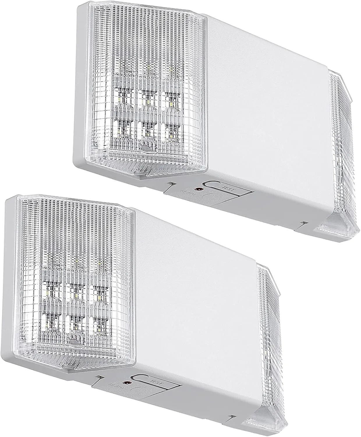 TORCHSTAR LED Emergency Lighting, Commercial Emergency Lights with Battery Backup, UL Listed, Two Square Heads, AC 120/277V, Hardwired Emergency Exit Light Fixtures for Business, Pack of 2