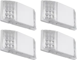 TORCHSTAR LED Emergency Lighting, Commercial Emergency Lights with Battery Backup, UL Listed, Two Square Heads, AC 120/277V, Hardwired Emergency Exit Light Fixtures for Business, Pack of 4