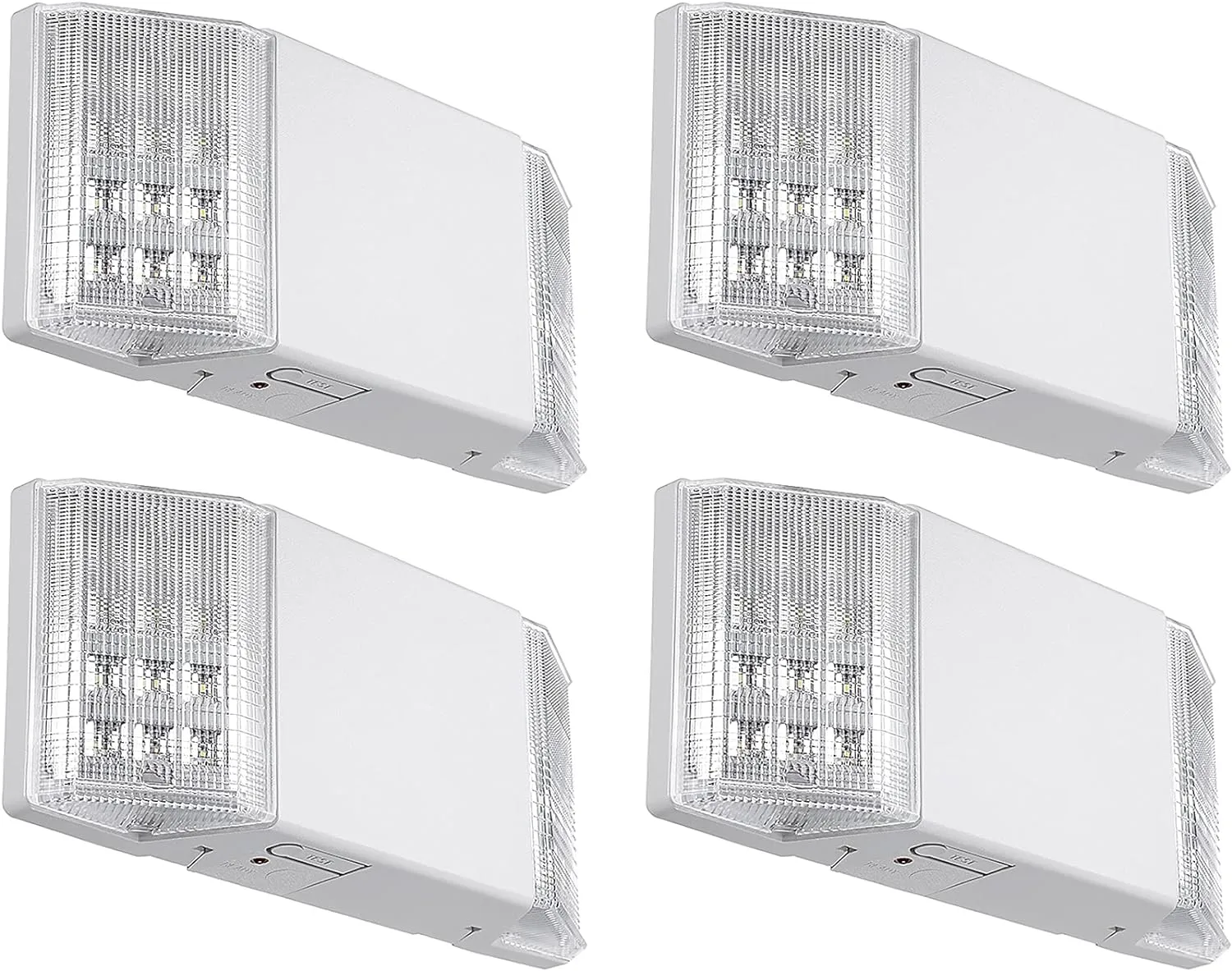 TORCHSTAR LED Emergency Lighting, Commercial Emergency Lights with Battery Backup, UL Listed, Two Square Heads, AC 120/277V, Hardwired Emergency Exit Light Fixtures for Business, Pack of 4