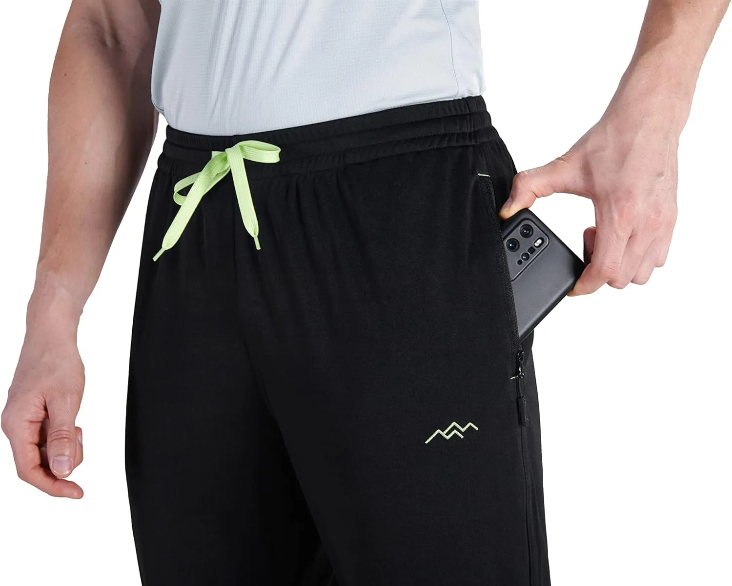 TRAILSIDE SUPPLY CO. Mens Lightweight Track Pants,Stretchy Pants with Zipper Pockets