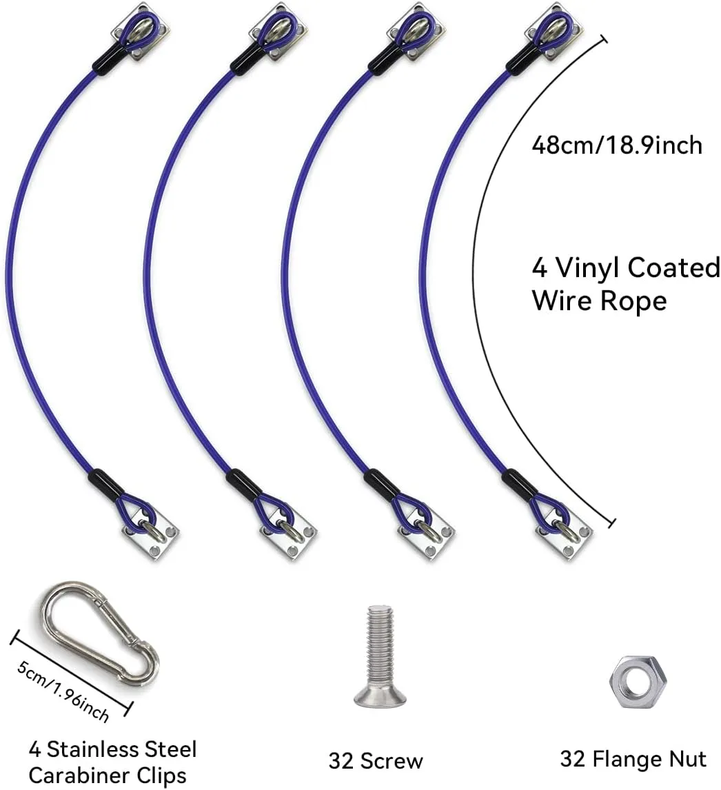 Trash Can Lid Lock,Trash Can Locks for Animals Stop from Rummaging Metal Universal Lid Lock for Outdoor Garbage Cans-Durable Rubber Coated Braided Wire Rope (Blue, 4 Pack)