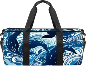 Travel Bag,Mens Gym Bag,Womens Gym Bag,Whales Sea Waves Floral,Sports Bag