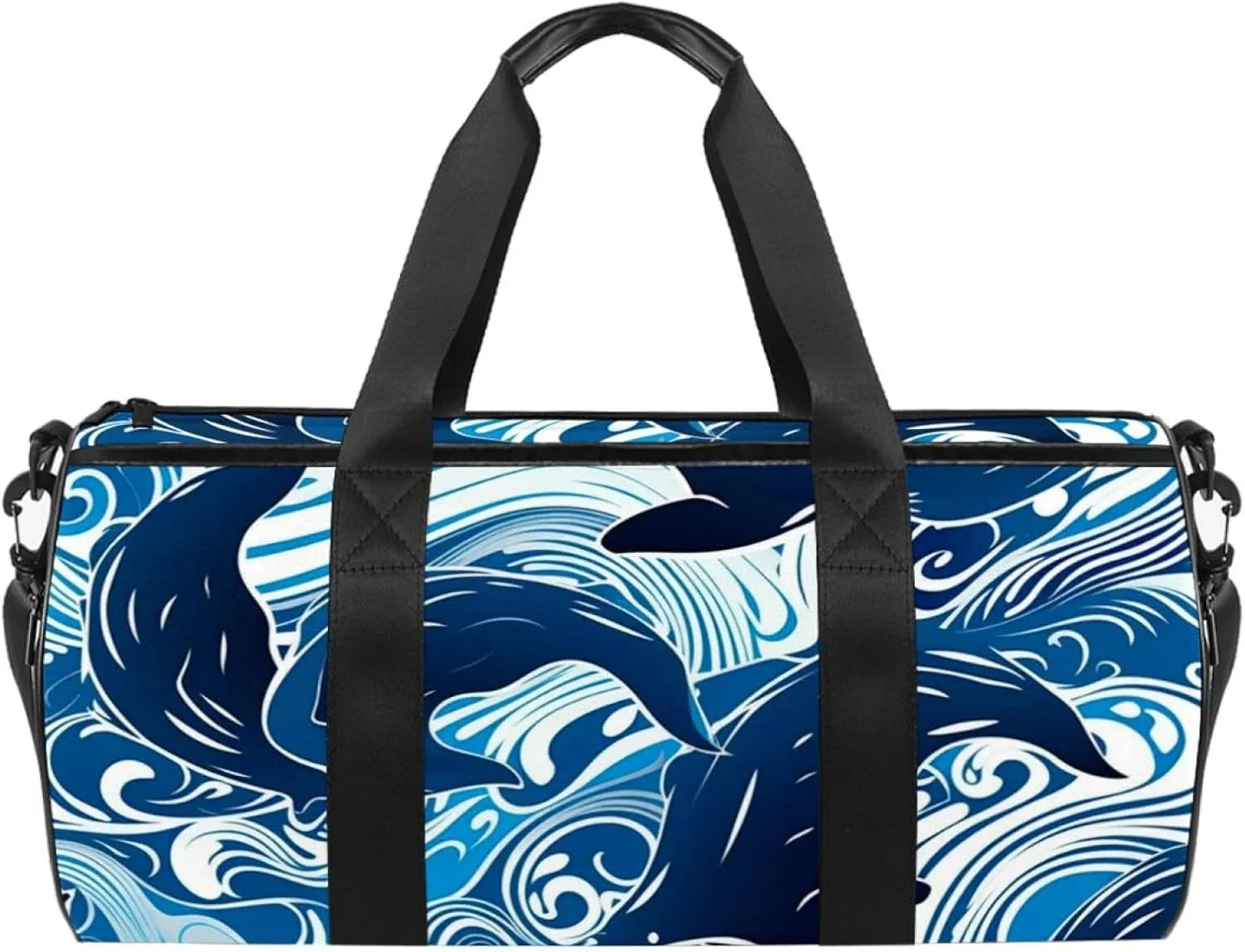 Travel Bag,Mens Gym Bag,Womens Gym Bag,Whales Sea Waves Floral,Sports Bag