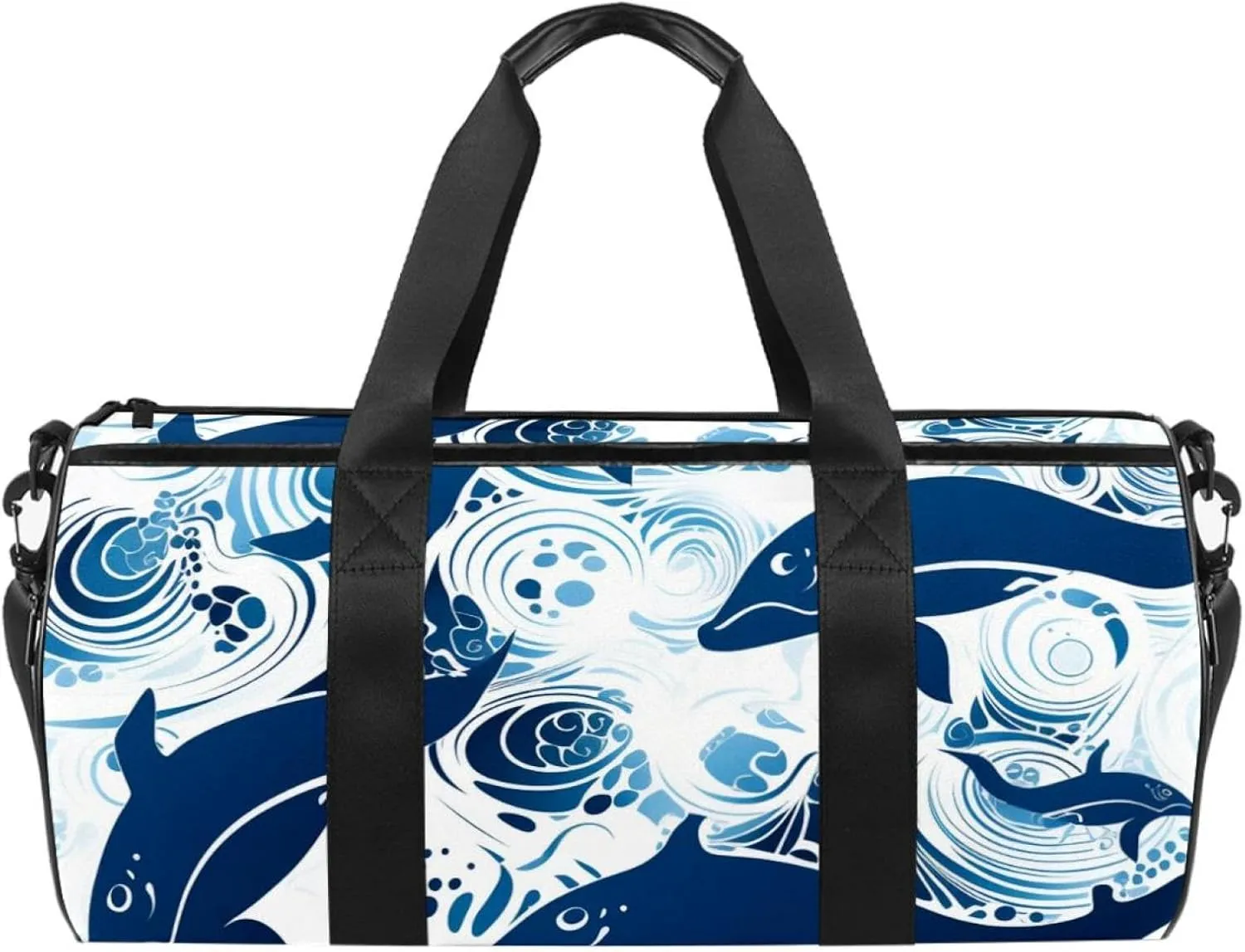 Travel Bag,Mens Gym Bag,Womens Gym Bag,Whales Sea Waves Floral,Sports Bag