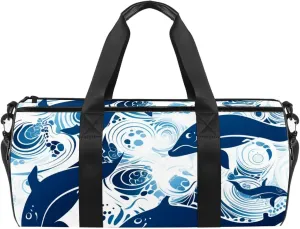 Travel Bag,Mens Gym Bag,Womens Gym Bag,Whales Sea Waves Floral,Sports Bag