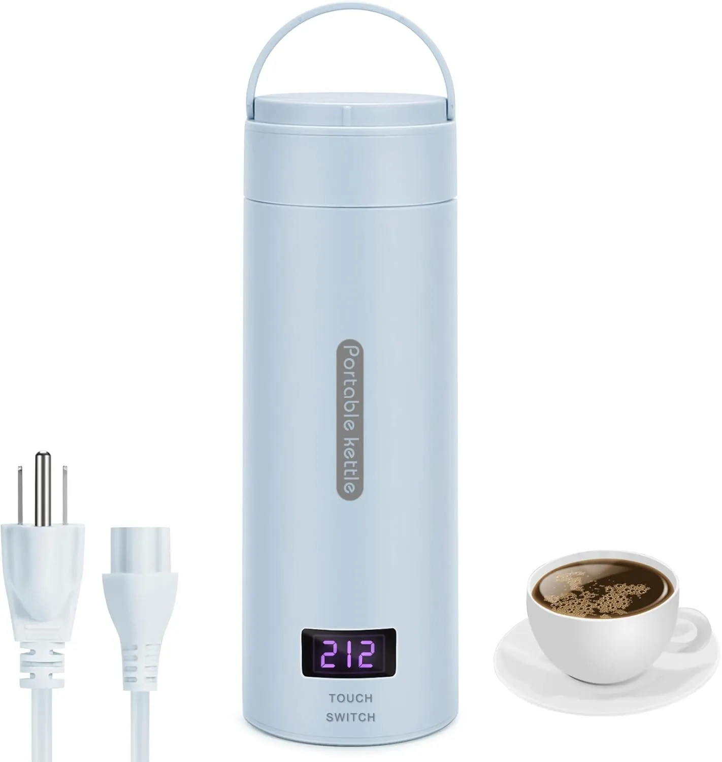 Travel Electric Kettle, ShineMe Portable Mini Electric Kettle with Temperature Control and LCD Display, 350ml Stainless Steel Kettle Water Boiler Fast Boil and Auto Shut off (Blue)