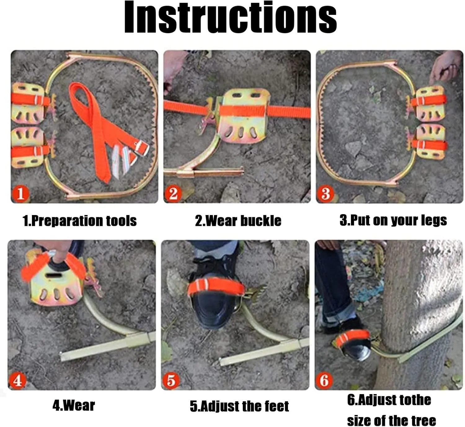 Tree Climbing Spike, Tree Climbing Gear, Non-Slip Stainless Steel Crampons for Electricians with Tree Care Function - Stainless Steel Outdoor Sports Products