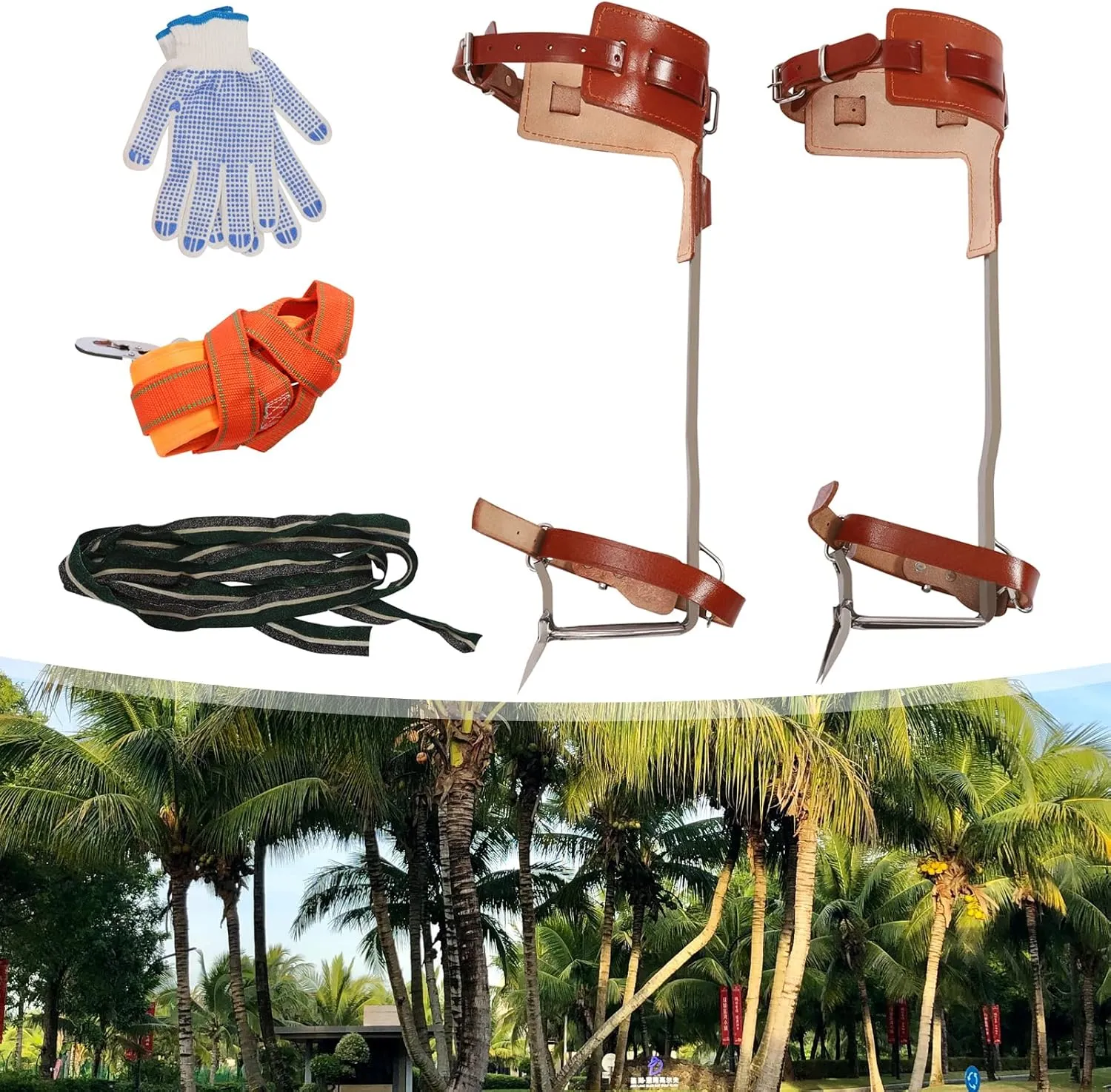 Tree Climbing Spikes,Tree Climbing Gear Toolswith Leggings Straps for Outdoor Jungle Survival Fruit Picking Tree Work Outdoor