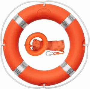 Tresbro 23"/28" Boat Safety Throw Ring with Water Floating Lifesaving Rope 50FT Set, Professional Life Ring and Reflective Strip