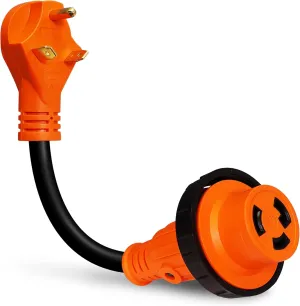 True Mods 30A 125V to 30A 125V RV Power Adapter Cord Plug [NEMA L5-30R 3 Prong Female to TT-30P 3 Pin Male] [Twist-Lock] [ETL Approved] [LED Indicator] [10 / 3 STW Wire] Boat Marine Trailer Camper