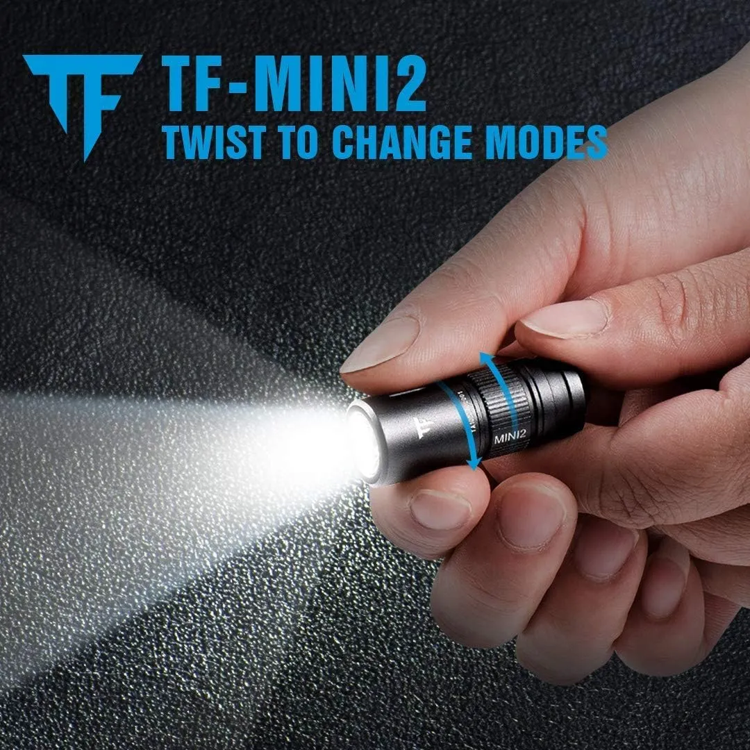 TrustFire MINI2 220 Lumens Keychain EDC Flashlights Mini USB Rechargeable Flash Light LED Torch Key Ring Torch Lightweight Pocket Lights with 10180 Battery Small for Camping Hiking Backpacking Gift