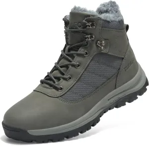 TSIODFO Men's Snow Boots Outdoor Waterproof Winter Boots Fur Lined Cold Weather Shoes