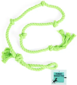 Tumbo Tough Tug Rope Dog Toy - (Green 5 ft Long Strong and Durable Rope Pull Toy with Handle) TUG of WAR Dog Toy
