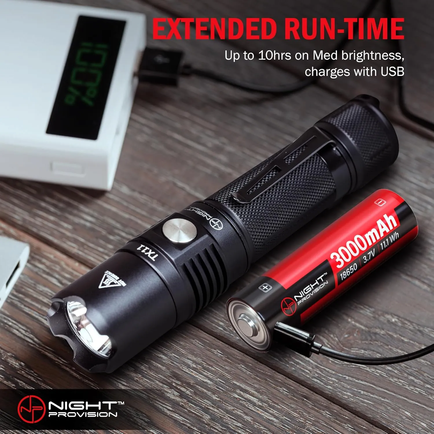 TX11 Tactical Flashlight with Duty Belt Holster & USB-C Rechargeable Battery Luminus 1600 Lumens LED for Police Security Military Grade Brightest Tac Flashlights