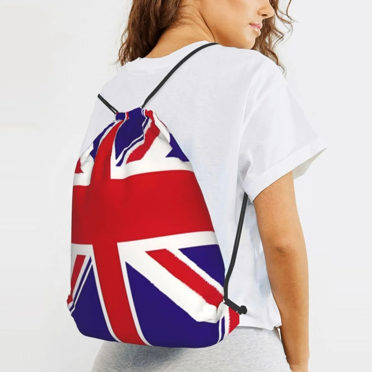 Uk Flag Drawstring Backpack String Cinch Bag Polyester Sackpack For Fitness Training Workout