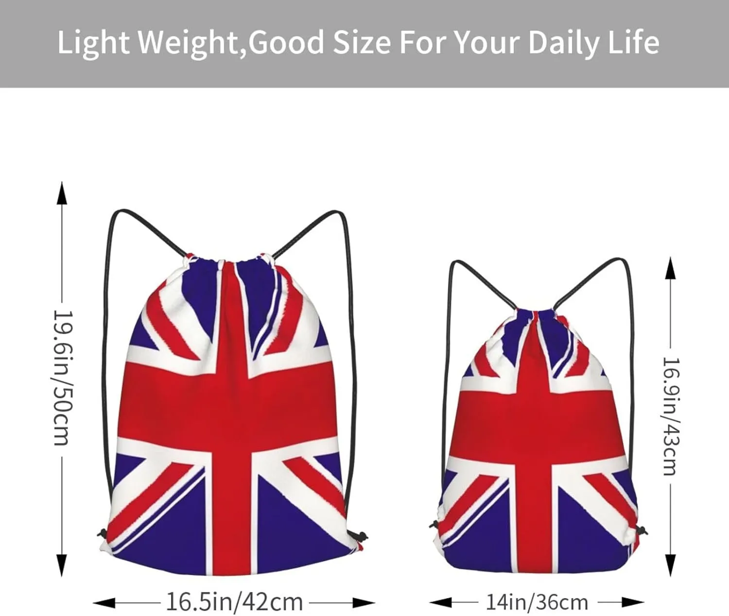 Uk Flag Drawstring Backpack String Cinch Bag Polyester Sackpack For Fitness Training Workout