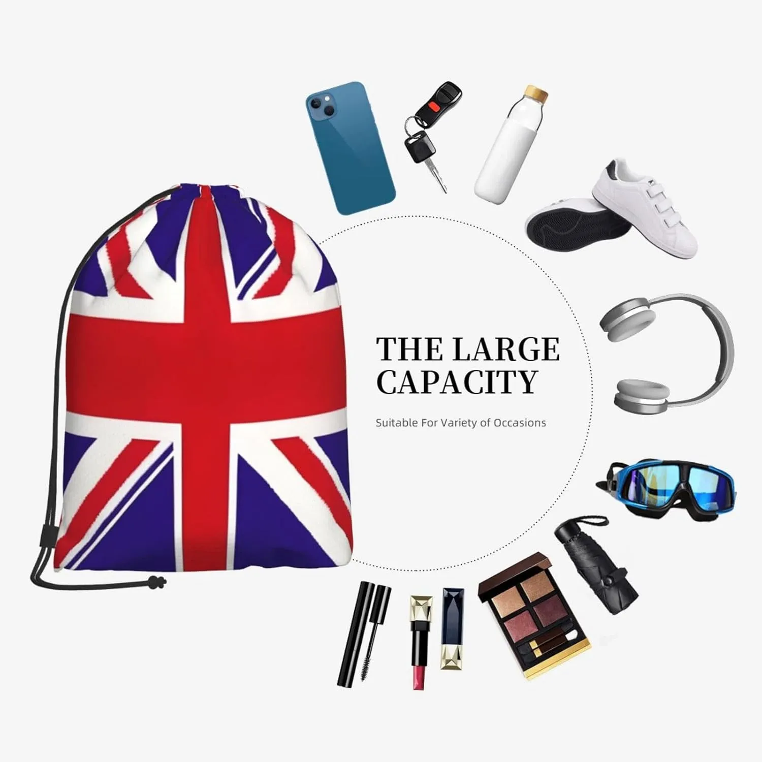Uk Flag Drawstring Backpack String Cinch Bag Polyester Sackpack For Fitness Training Workout