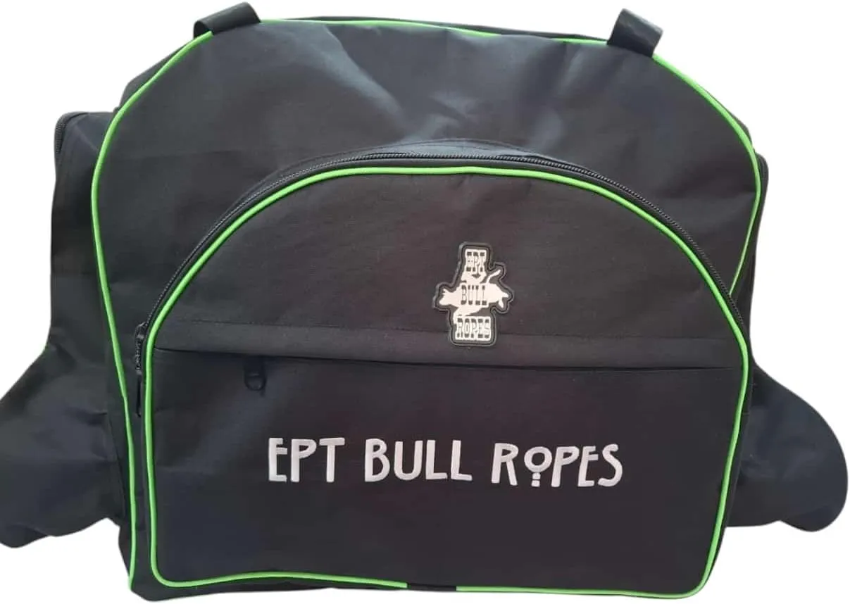 Ultimate Bull Riding Gear Bag Backpack - Black & Green 2 Ply Canvas Bag - Durable Quality