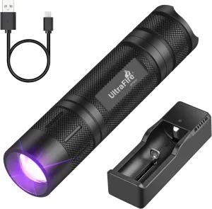 ULTRAFIRE UV Light, 395-405nm UV Flashlight, Single Mode Rechargeable Black Light for Resin Curing, Pet Stains, Fly Tying and Spot Scorpions SP10UV