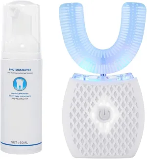 Ultrasonic U-Shaped Toothbrush, Adult, 360 Electric Sonic, Wireless Charging, White