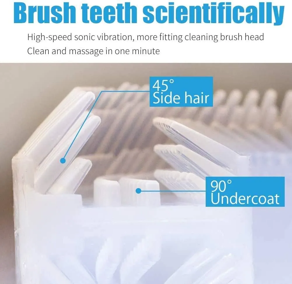 Ultrasonic U-Shaped Toothbrush, Adult, 360 Electric Sonic, Wireless Charging, White