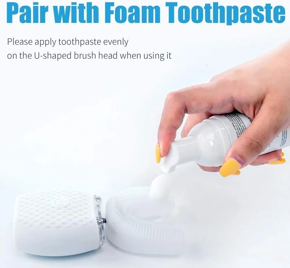 Ultrasonic U-Shaped Toothbrush, Adult, 360 Electric Sonic, Wireless Charging, White