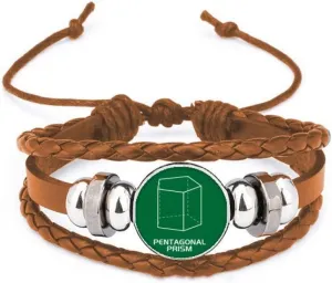 un brand Mathematical Geometric Space Pentagonal Prism Bracelet Wristband Leather Jewelry Ornament