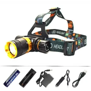 Underwater Diving Headlight 3800LM XM-L T6 LED Headlamp Waterproof Swimming Dive Head Light Torch Lamp   18650 Battery   Charger