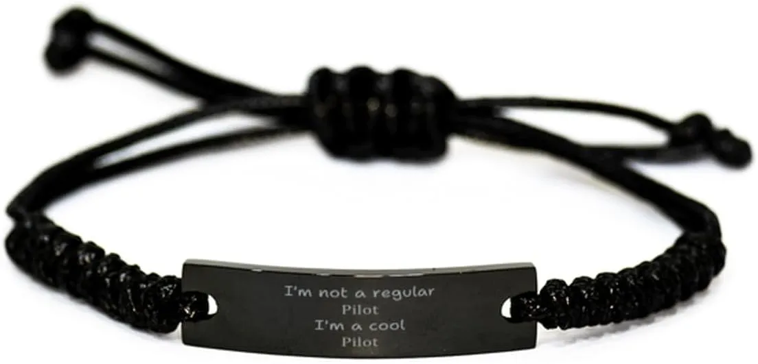 Unique Black Rope Bracelet for Pilots - Im a Cool Pilot - Perfect Idea Gifts for Aviation Enthusiasts and Graduates