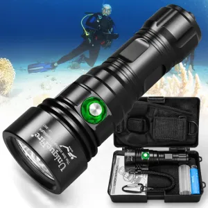 UniqueFire D03 Scuba Dive Light Rechargeable IPX8 Waterproof, 1500 Lumens Super Bright Underwater Diving Flashlight 4 Modes Night Dive Torch 100 Meters Submersible Light