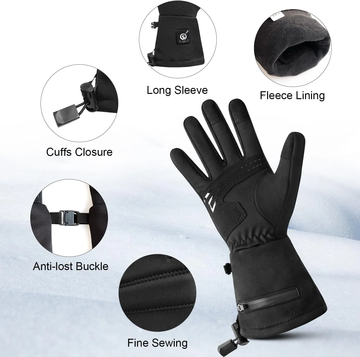 Upgraded Heated Glove Liners for Men Women, Rechargeable Electric Battery Heated Gloves Windproof Winter Glove Liners Thin Gloves Hand Warmer for Ski Snowboarding Hunting