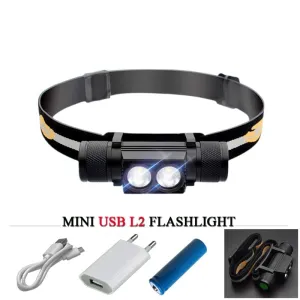 USB headlight led headlamp cree xm l2 flashlight Head torch led head light waterproof18650charge battery camping light hoofdlamp