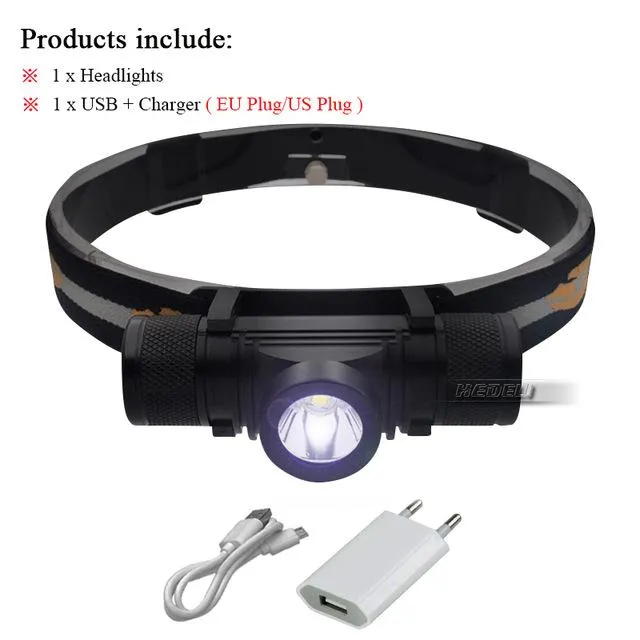 USB headlight led headlamp cree xm l2 flashlight Head torch led head light waterproof18650charge battery camping light hoofdlamp
