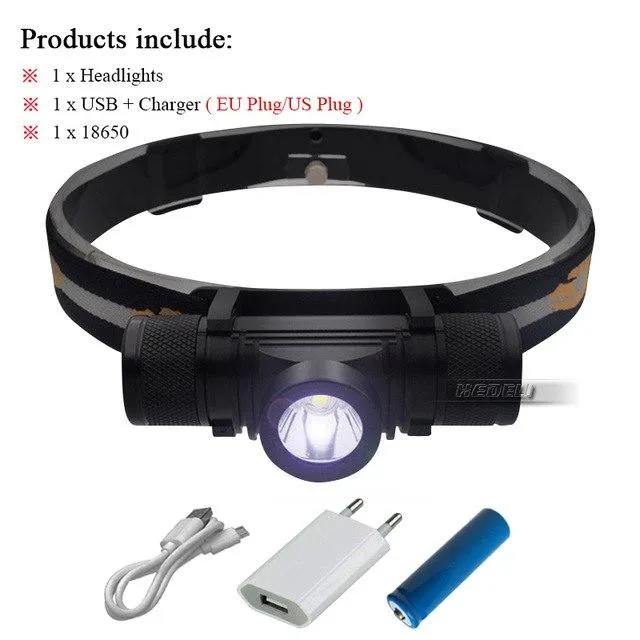 USB headlight led headlamp cree xm l2 flashlight Head torch led head light waterproof18650charge battery camping light hoofdlamp