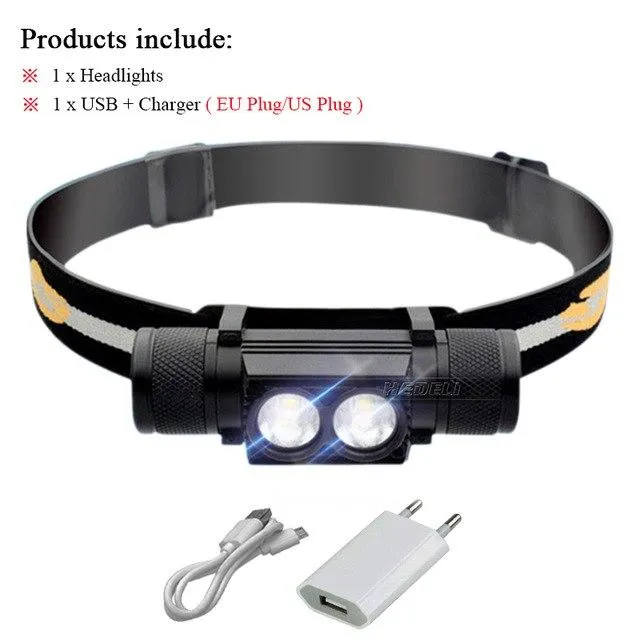 USB headlight led headlamp cree xm l2 flashlight Head torch led head light waterproof18650charge battery camping light hoofdlamp