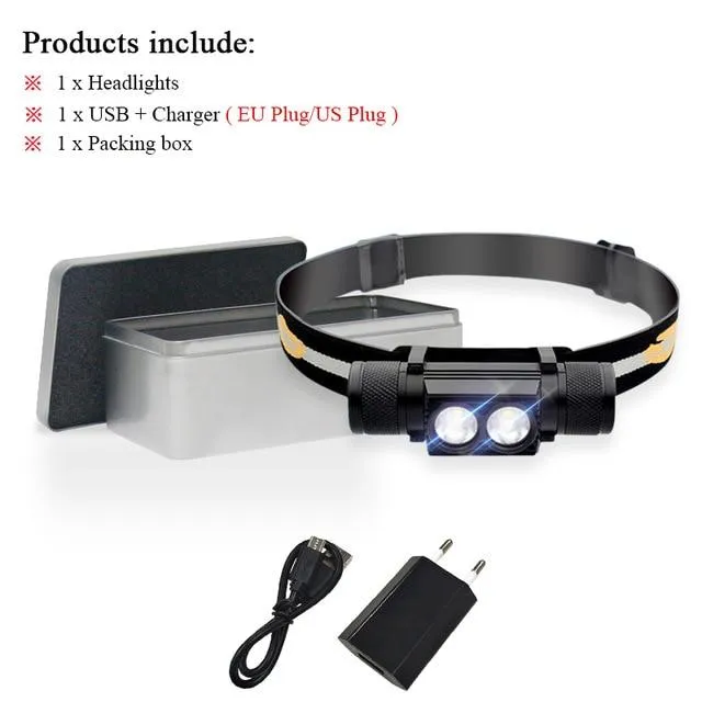 USB headlight  xm l2 camping light led headlamp Head torch flashlight head light waterproof 18650 charge battery hoofdlamp