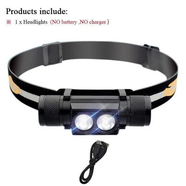 USB headlight  xm l2 camping light led headlamp Head torch flashlight head light waterproof 18650 charge battery hoofdlamp