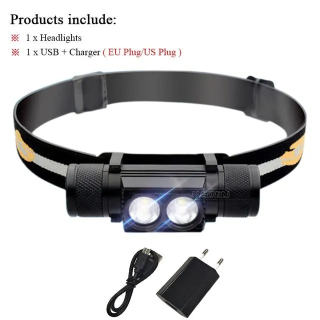 USB headlight  xm l2 camping light led headlamp Head torch flashlight head light waterproof 18650 charge battery hoofdlamp