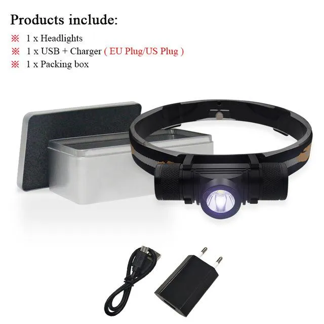 USB headlight  xm l2 camping light led headlamp Head torch flashlight head light waterproof 18650 charge battery hoofdlamp