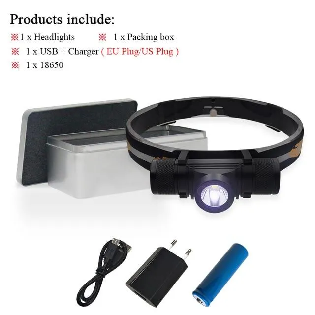 USB headlight  xm l2 camping light led headlamp Head torch flashlight head light waterproof 18650 charge battery hoofdlamp
