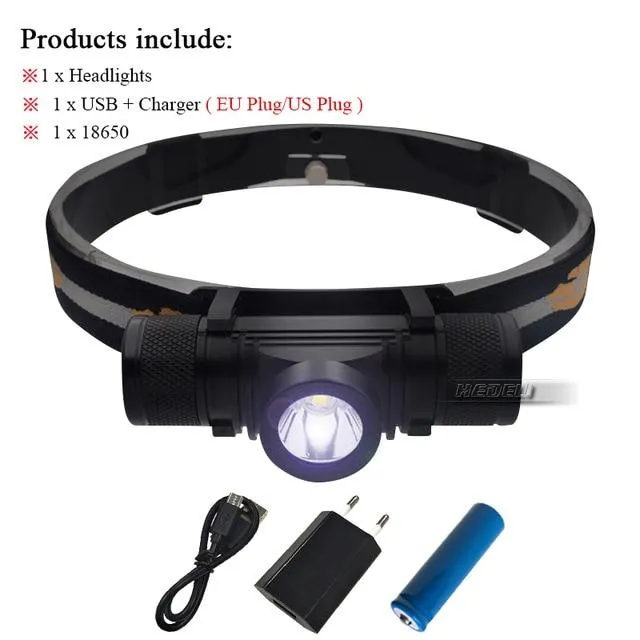 USB headlight  xm l2 camping light led headlamp Head torch flashlight head light waterproof 18650 charge battery hoofdlamp