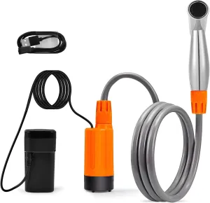 USB Rechargeable Handheld Camping Shower Bidet, Electric Water Flow with Suction Cup & S Hook