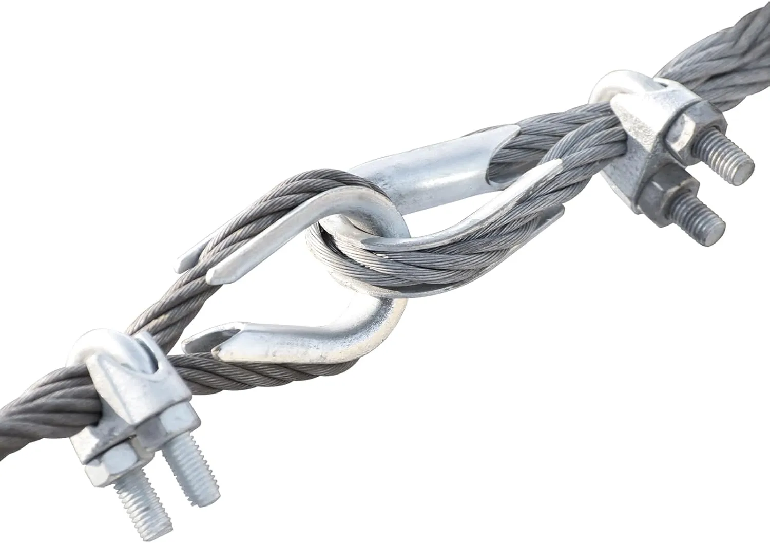 uxcell M8 Wire Rope Accessory Set for 5/16" Dia Wire Rope, 12Pcs Wire Rope Cable Clip Clamp, 6Pcs Thimble Rigging, 6Pcs Aluminum Crimping Loop Sleeve