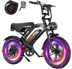 V20 4.0 1500W Fast Electric Bike,30mph Max Speed Gear, 48V 15.6ah Battery E-Bike for Adults, 20'' Fat Tire Electric Bike, Color Display, Throttle & Pedal Assist Rding for Commute&Camping.