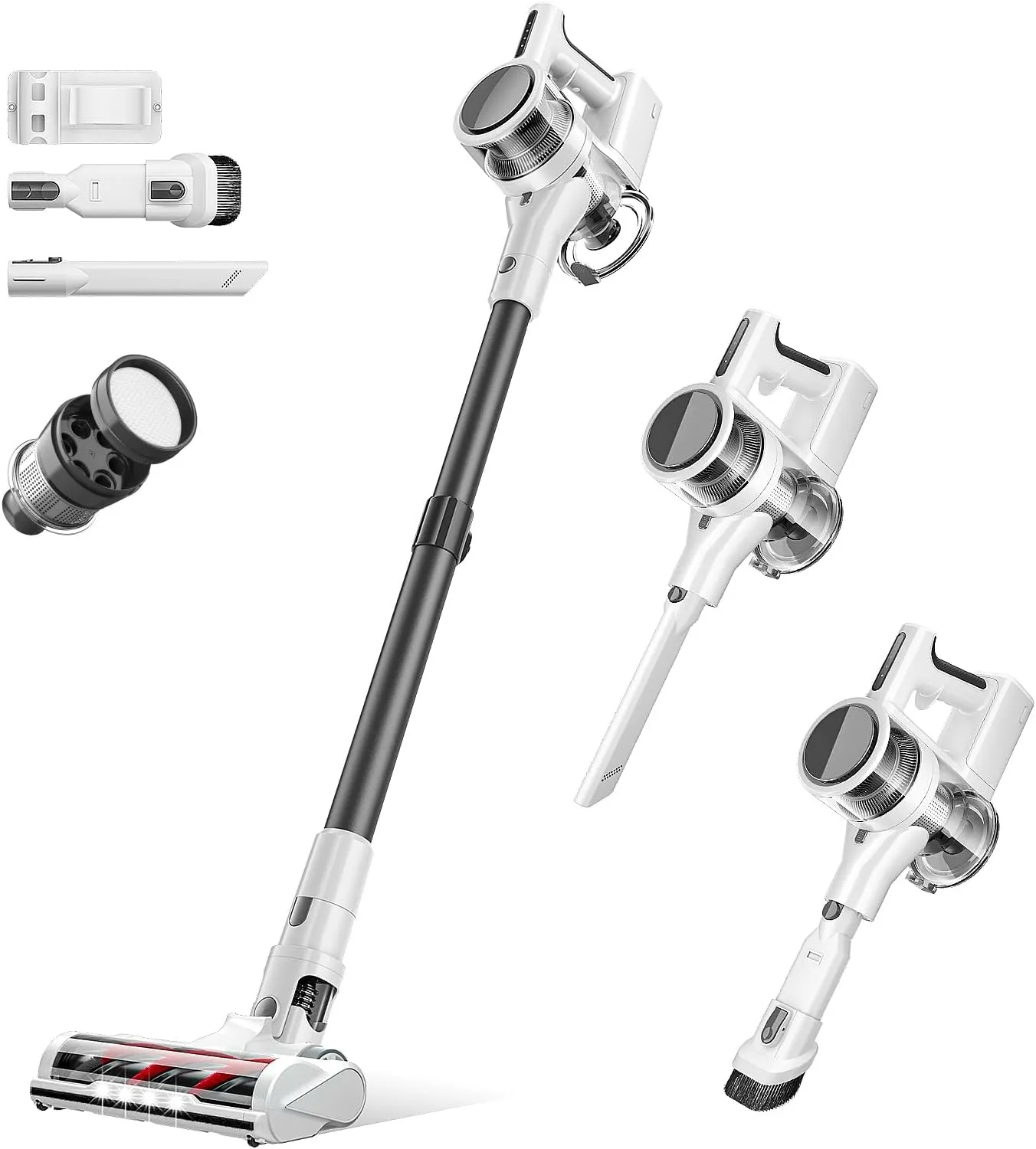 Vacuum Cleaners for Home, 80,000PRM Powerful Motor Cordless Vacuum with Removable 2200mAH Battery up to 35 Mins Worktime, 2 Adjustable Modes and Detachable Parts Stick Vacuum (Marble White)