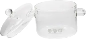 Vaguelly Glass Pot, Clear Glass Saucepan with Lid, 1500mL Simmer Pot for Milk, Pasta, Noodles, Soup - Microwave, Stove, Dishwasher Safe - Double-Handle