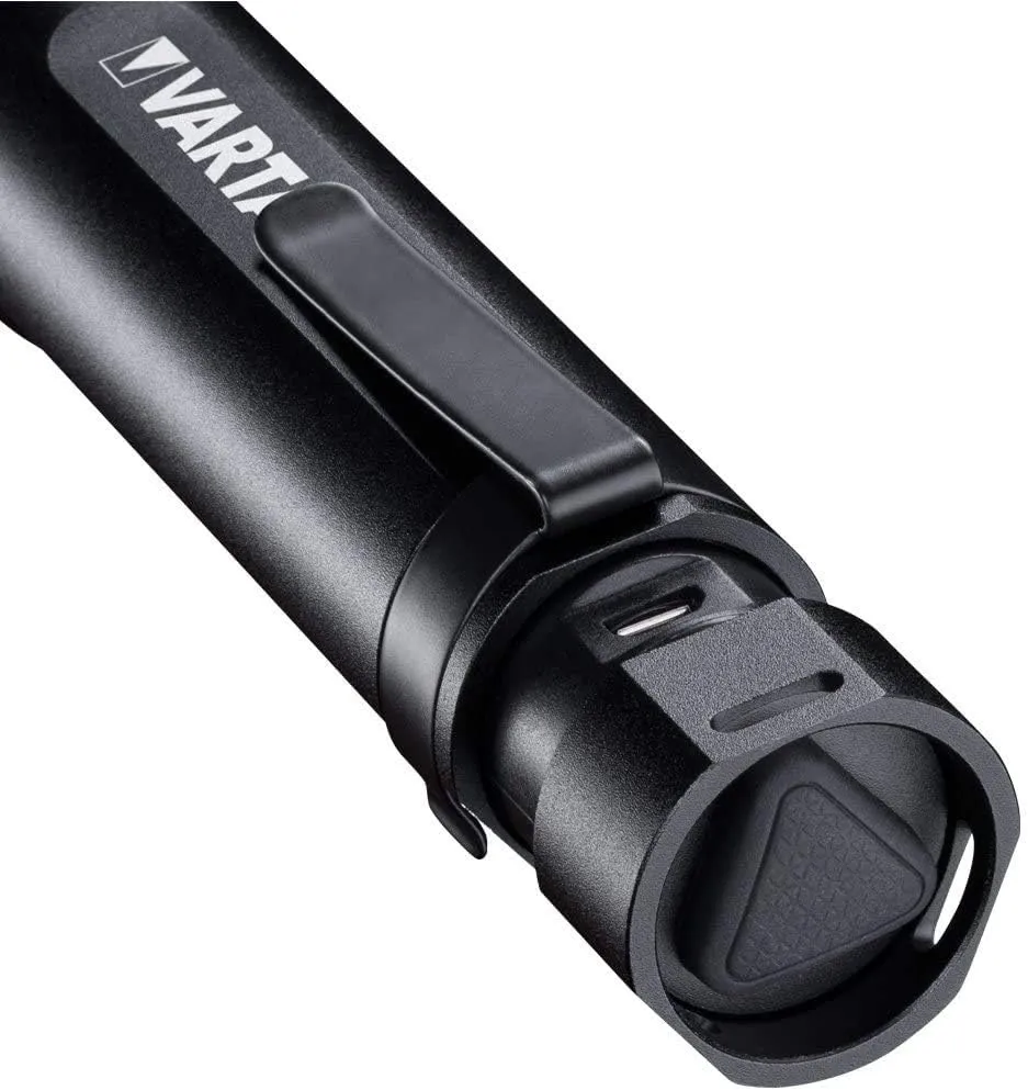 VARTA Torch LED Rechargeable Night Cutter F20R Light, Lamp with Four Light Modes, Includes Micro USB Charging Cable, Splashproof, Small Torch, Black