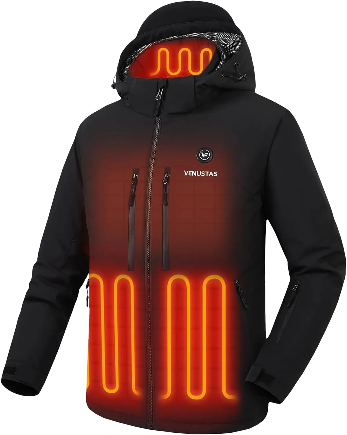 Venustas Heated Jacket for Men, Softshell Electric Heating Utility Coat with 12V Battery, MaxHeat 140°F